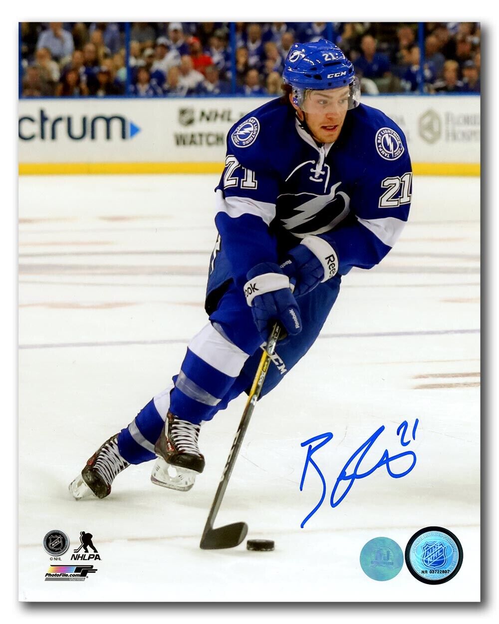 Brayden Point Tampa Bay Lightning Autographed Action 8x10 Photo Image 1