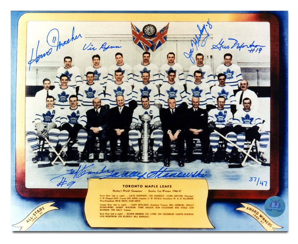 1947 Toronto Maple Leafs Stanley Cup Team Signed 8x10 Photo: 6 Autographs #/47 Image 1