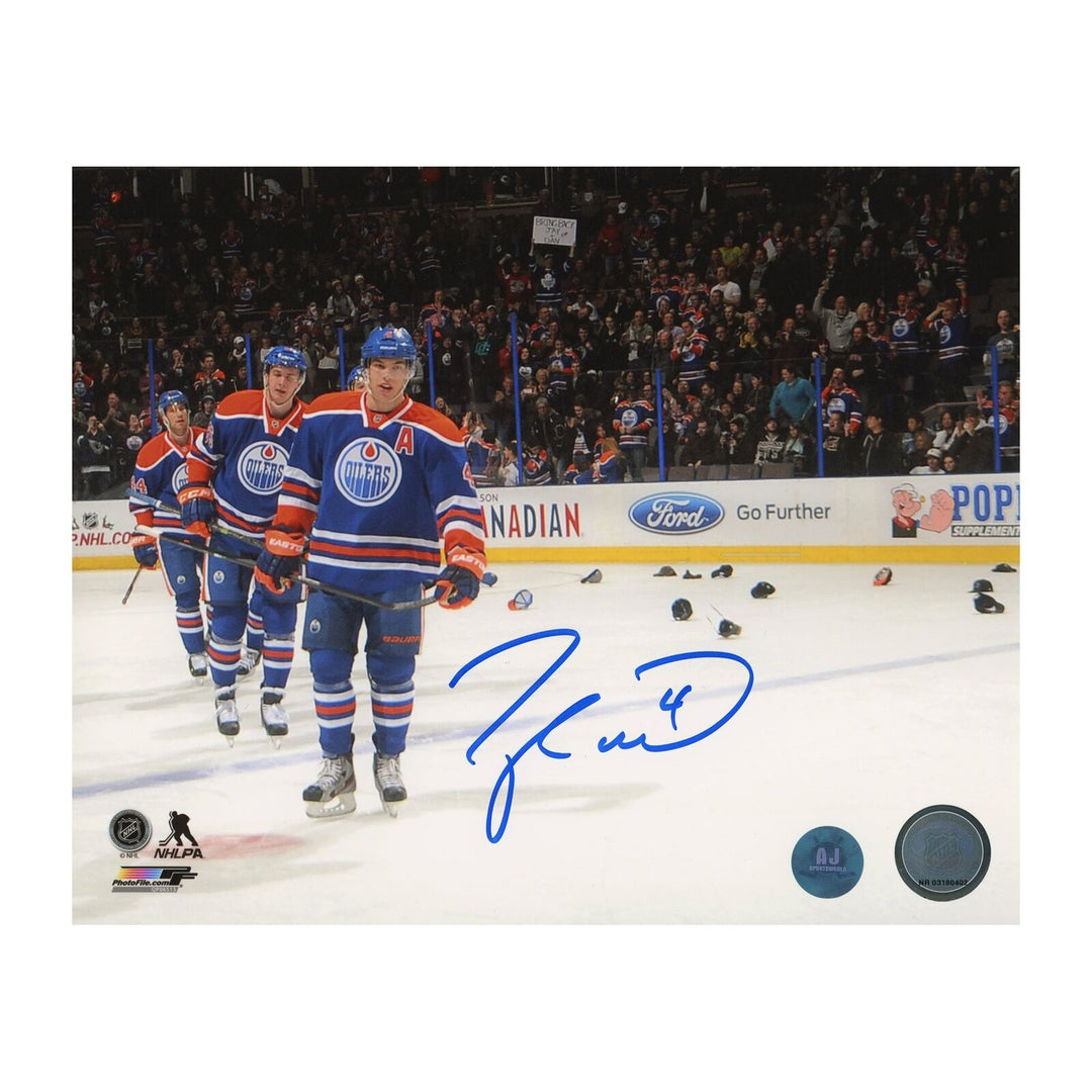 Taylor Hall Edmonton Oilers Signed Hat Trick 8x10 Photo Image 1