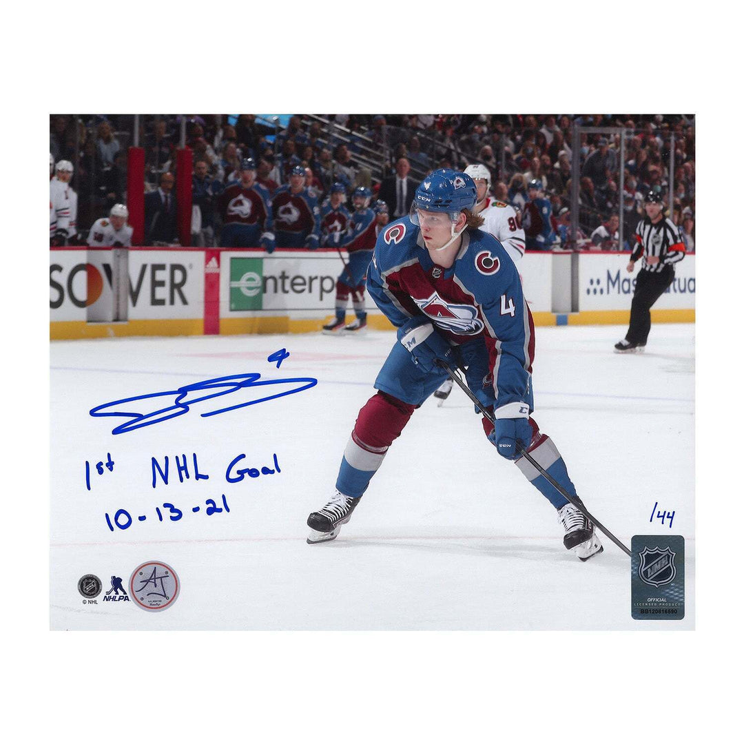 Bowen Byram Colorado Avalanche Signed & Dated 1st Goal 8x10 Photo #/44 Image 1