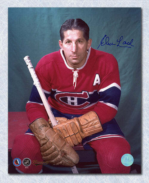 Elmer Lach Montreal Canadiens Autographed Color Pose 8x10 Photo Image 1