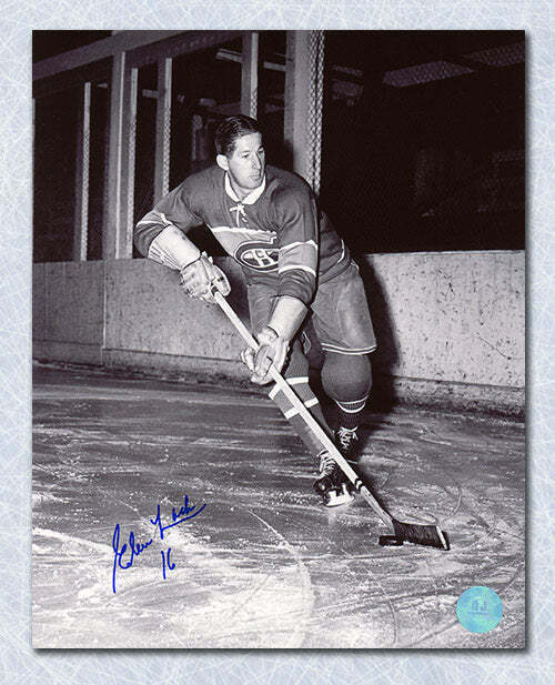 Elmer Lach Montreal Canadiens Autographed Playmaker 8x10 Photo Image 1