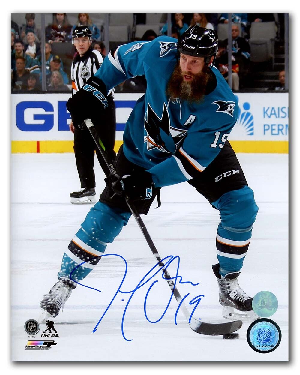 Joe Thornton San Jose Sharks Autographed NHL Hockey 8x10 Photo Image 1
