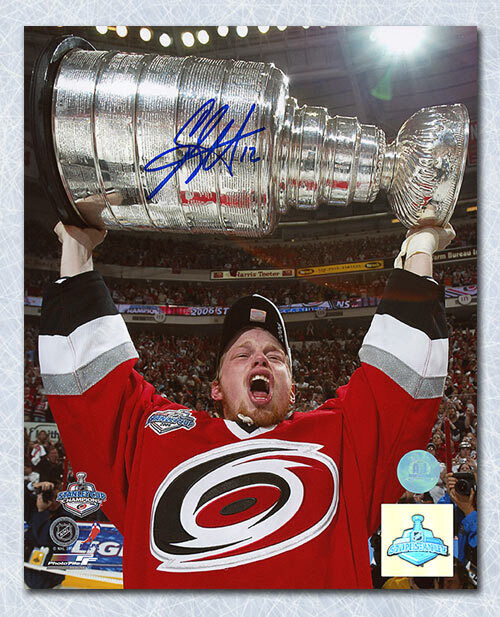 Eric Staal Carolina Hurricanes Autographed 2006 Stanley Cup 8x10 Photo Image 1