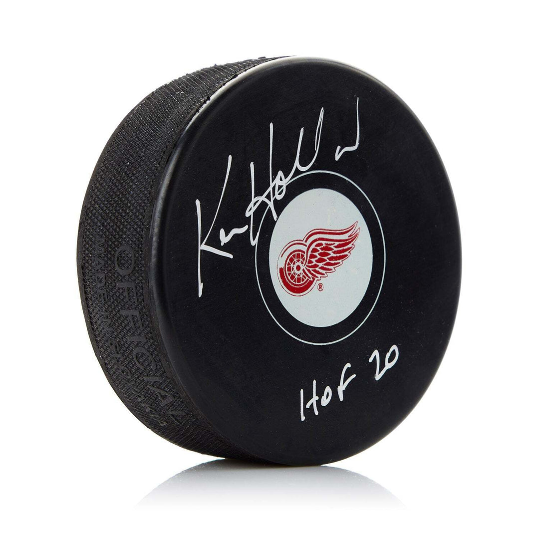 Ken Holland Detroit Red Wings Signed Hockey Puck with HOF Note Image 1