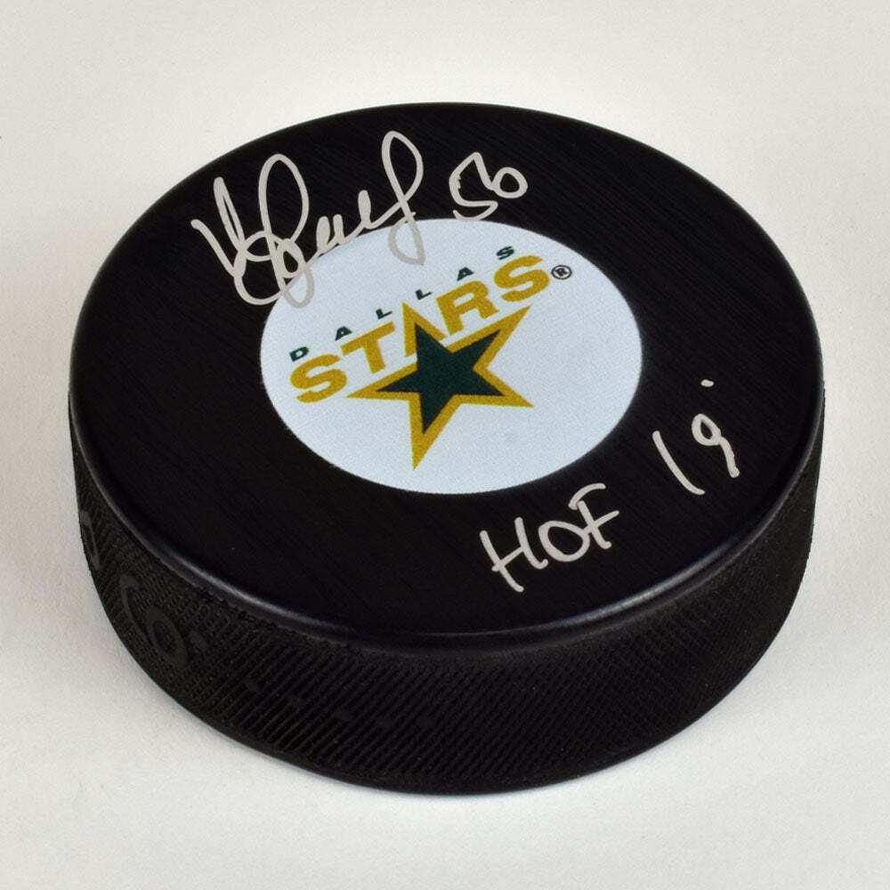 Sergei Zubov Dallas Stars Autographed Hockey Puck with HOF 19 Image 1