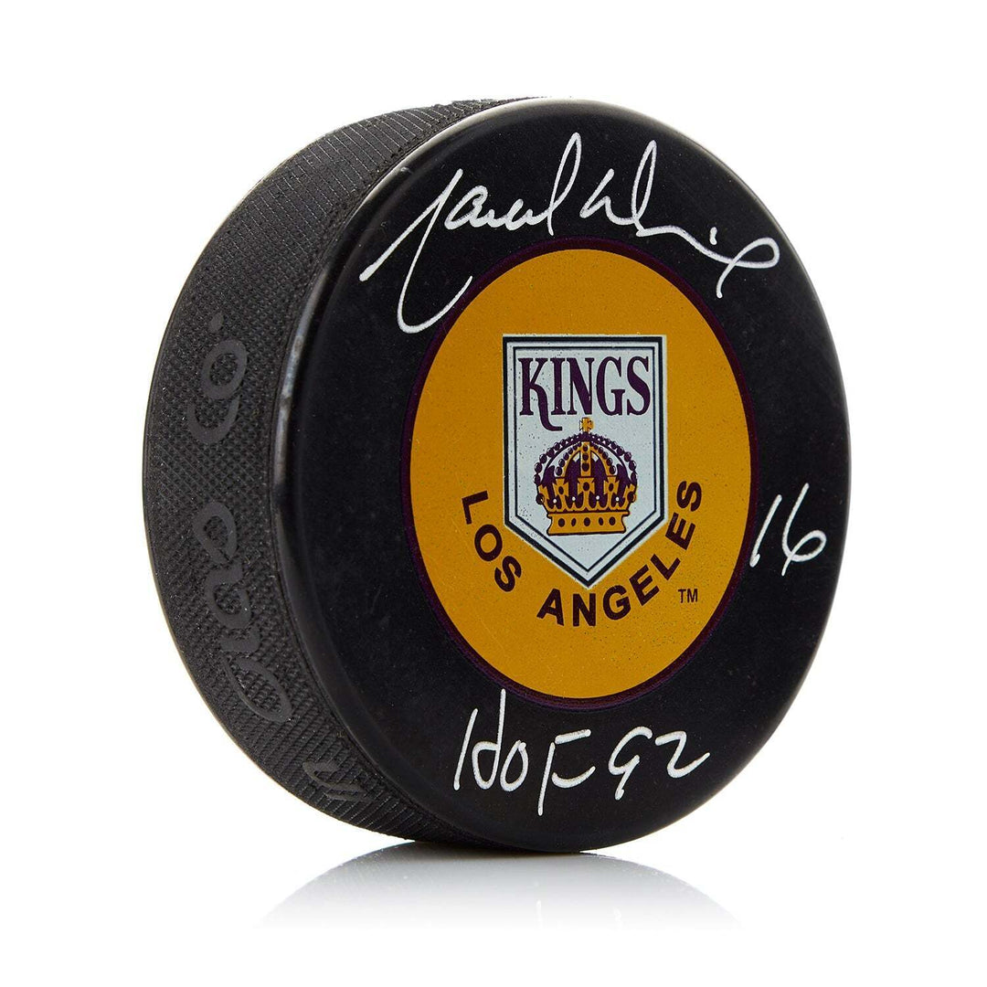 Marcel Dionne Los Angeles Kings Autographed Hockey Puck with HOF Note Image 1