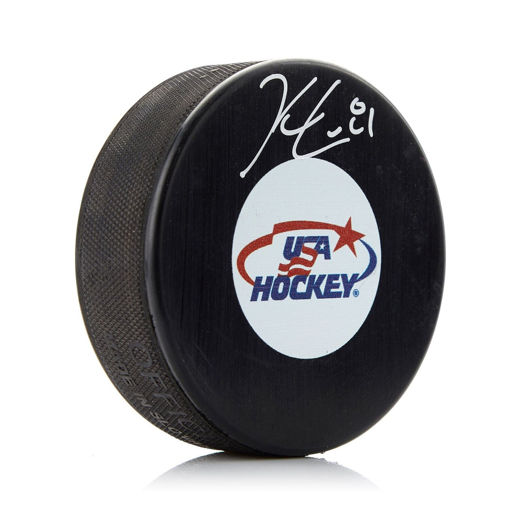 Kyle Connor Team USA Autographed Hockey Puck Image 1