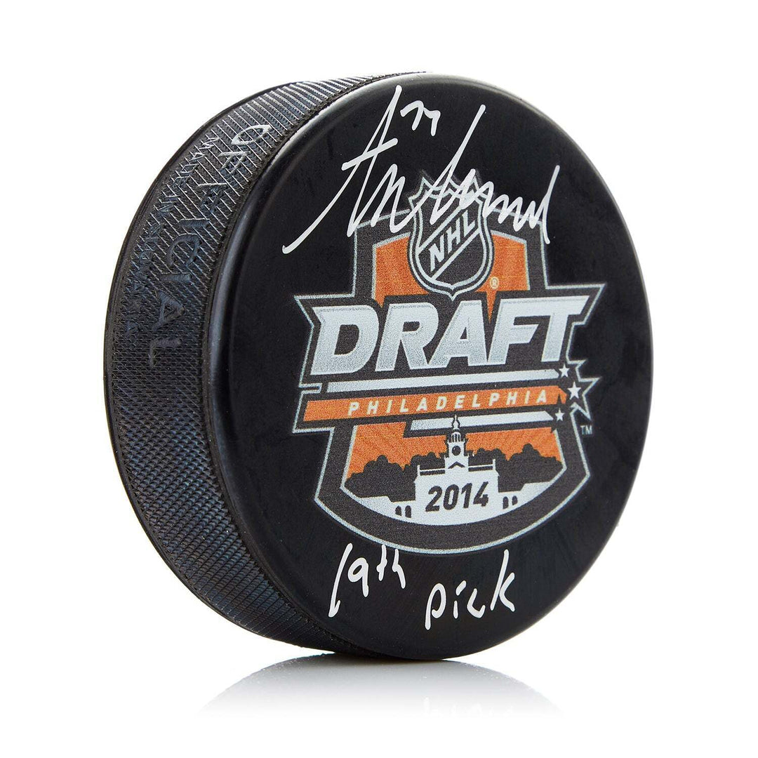 Tony DeAngelo Signed 2014 NHL Entry Draft Puck with 19th Pick Note Image 1