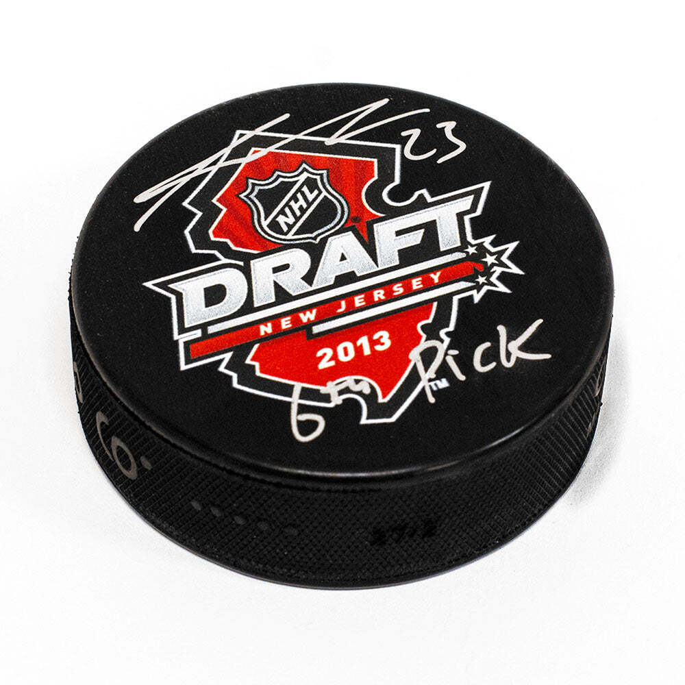 Sean Monahan Signed 2013 NHL Entry Draft Puck with 6th Pick Note Image 1