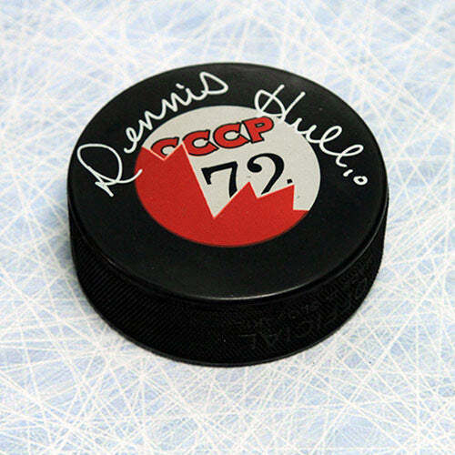 Dennis Hull Signed 1972 Summit Series Canada CCCP Hockey Puck Image 1