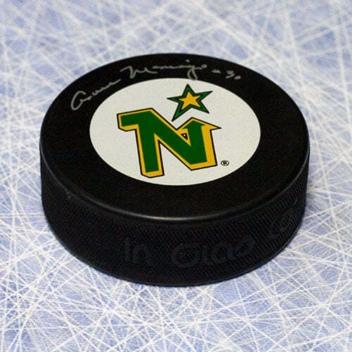 Cesare Maniago Minnesota North Stars Autographed Hockey Puck Image 1