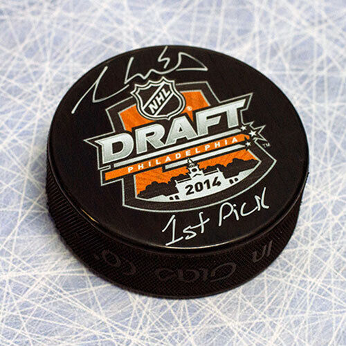 Aaron Ekblad Signed 2014 NHL Entry Draft Puck with 1st Pick Note Image 1