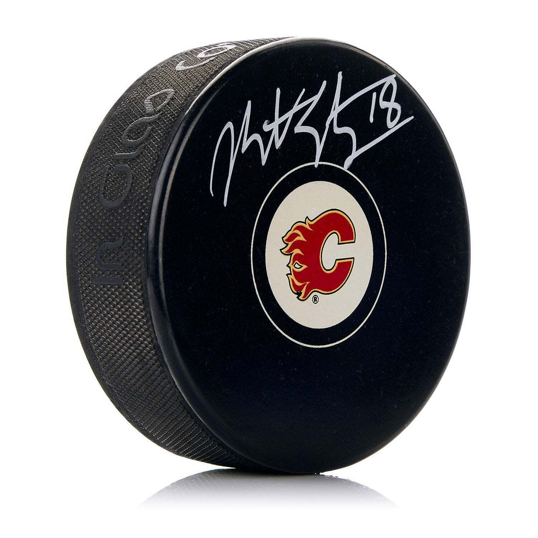 Matt Stajan Calgary Flames Autographed Hockey Puck Image 1