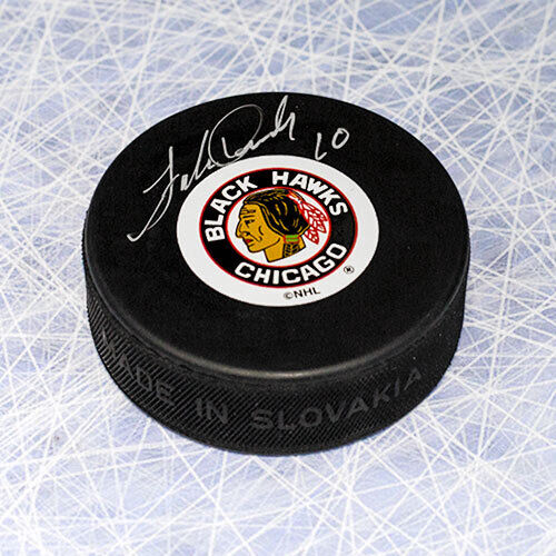 Forbes Kennedy Chicago Blackhawks Autographed Hockey Puck Image 1