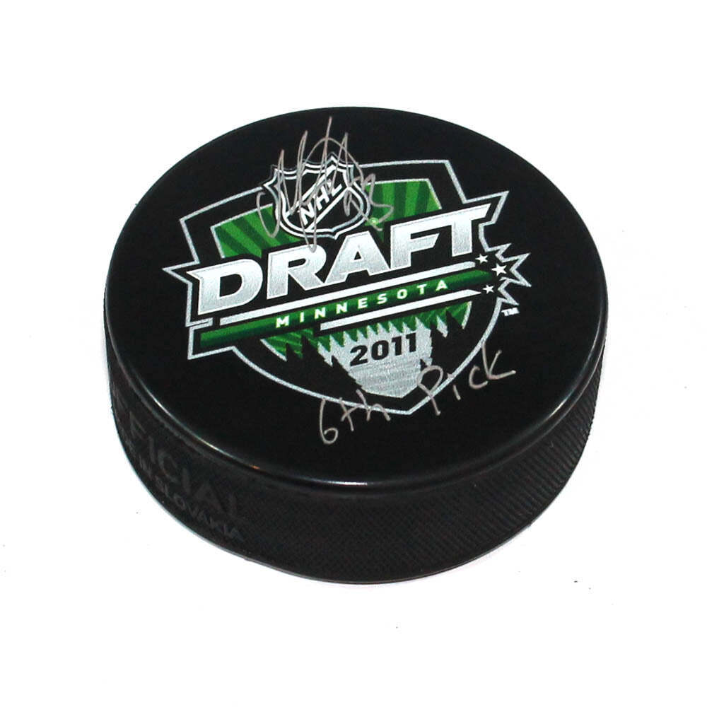 Mika Zibanejad Signed 2011 NHL Entry Draft Puck with 6th Pick Note Image 1