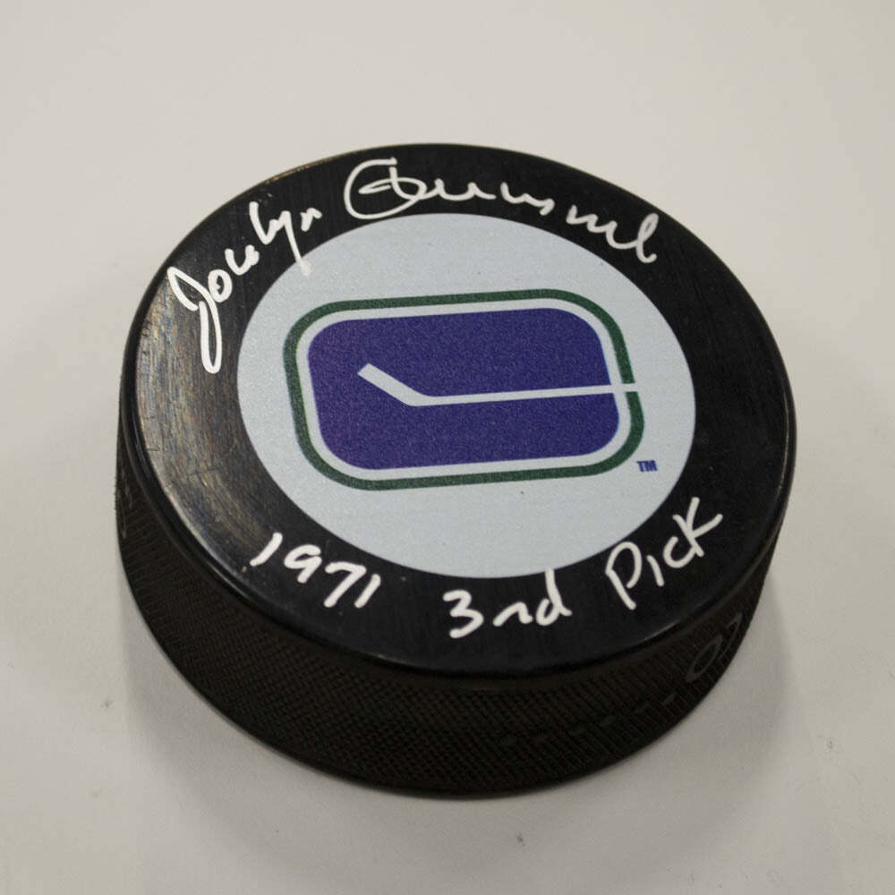 Jocelyn Guevremont Vancouver Canucks Signed 3rd Pick Puck Image 1