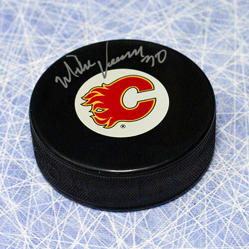 Mike Vernon Calgary Flames Autographed Hockey Puck Image 1