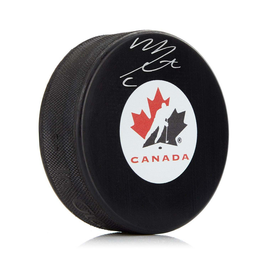Mitch Marner Team Canada Autographed Hockey Puck Image 1