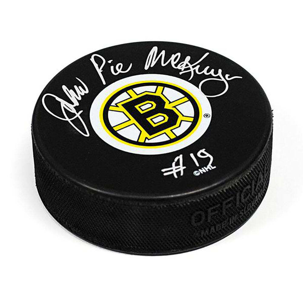 John Pie McKenzie Boston Bruins Autographed Hockey Puck Image 1