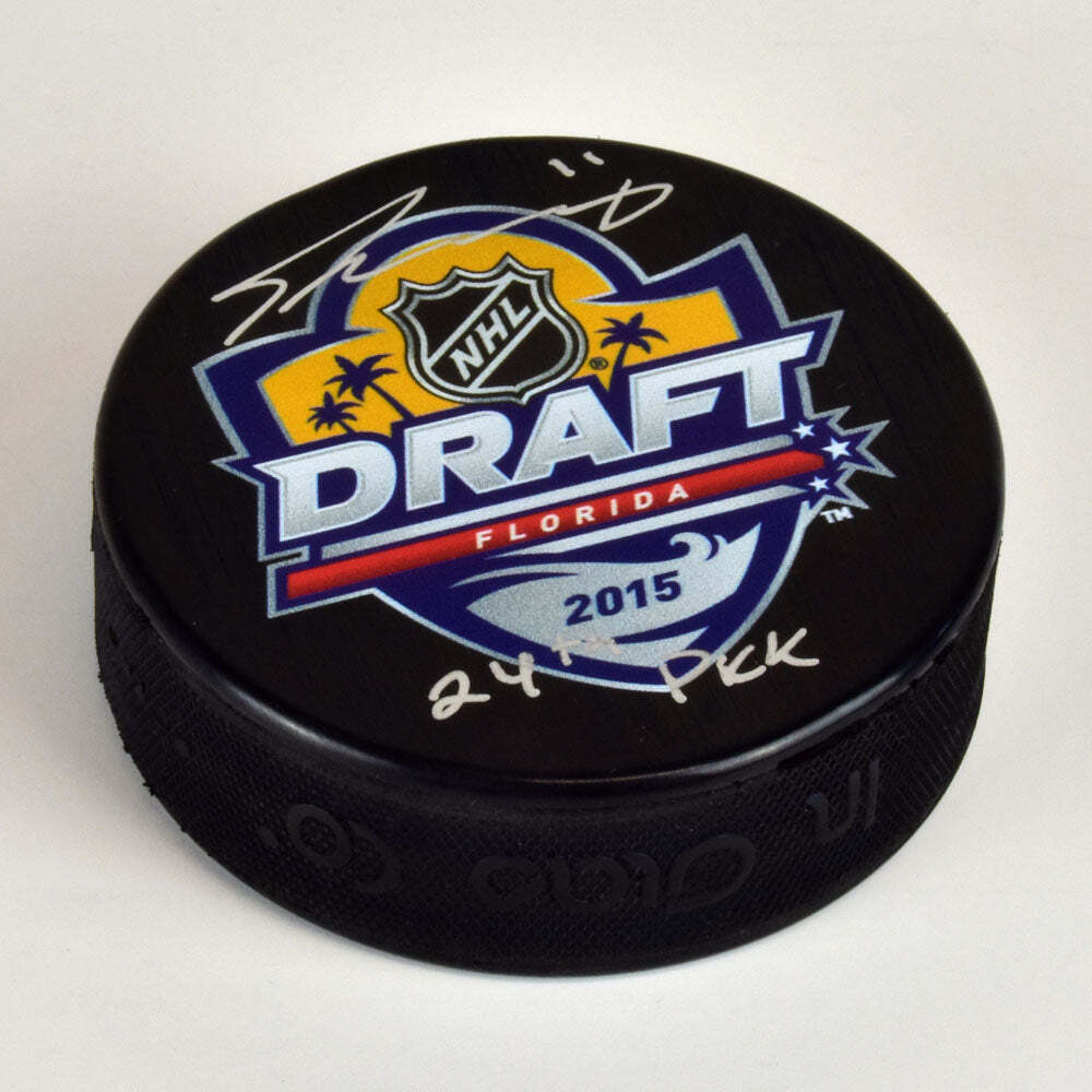 Travis Konecny Signed 2015 NHL Entry Draft Puck with 24th Pick Note Image 1