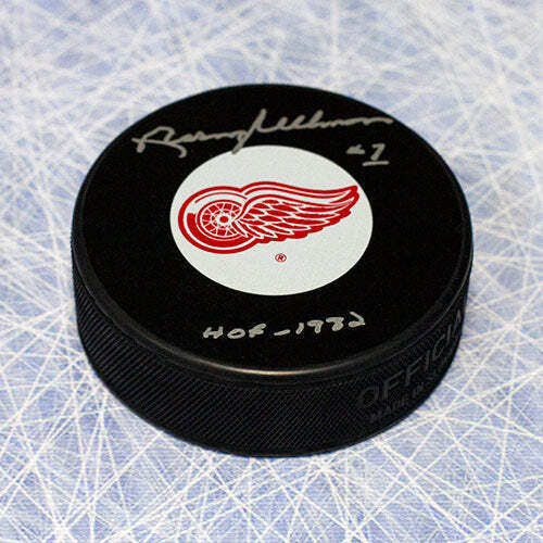 Norm Ullman Detroit Red Wings Signed Hockey Puck with HOF Note Image 1