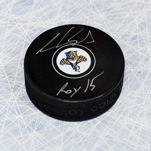 Aaron Ekblad Florida Panthers Signed & Inscribed ROY 15 Puck Image 1