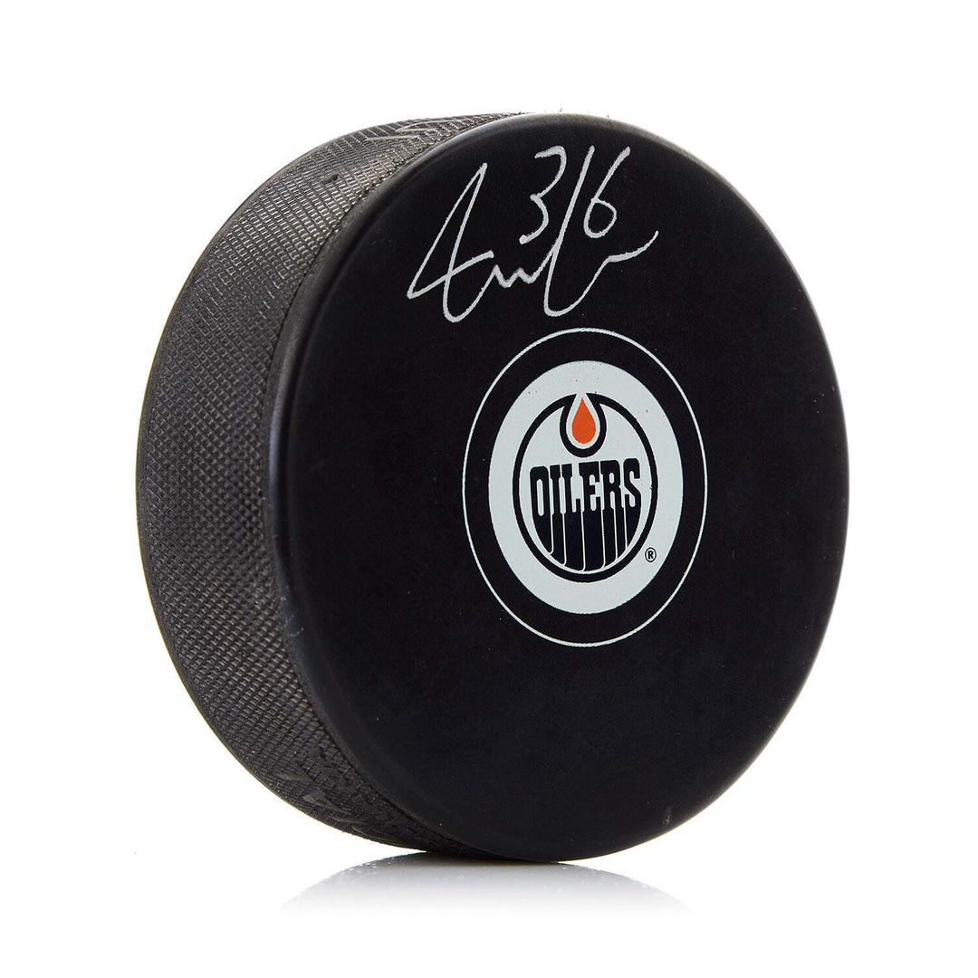 Jack Campbell Autographed Edmonton Oilers Hockey Puck Image 1