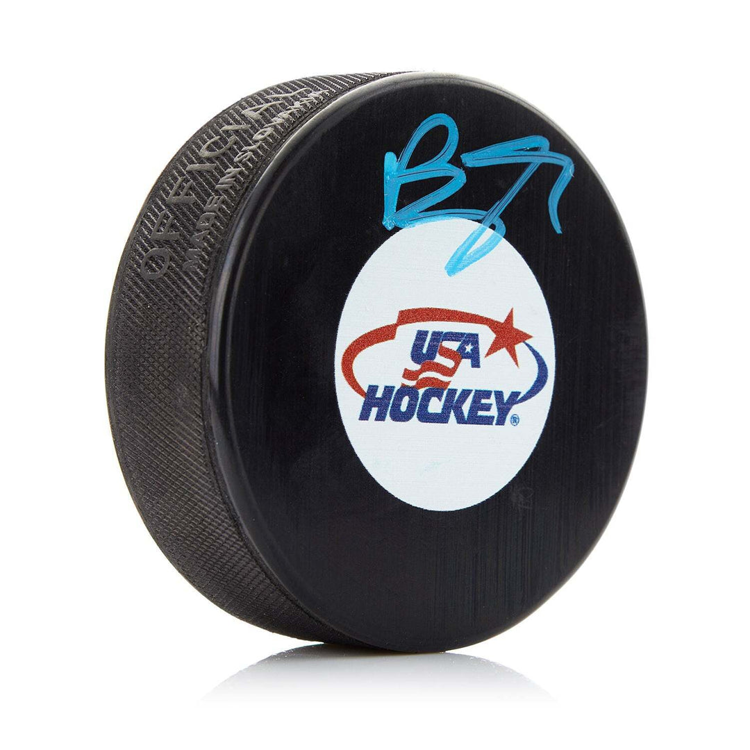 Brady Tkachuk Autographed Team USA Hockey Puck Image 1