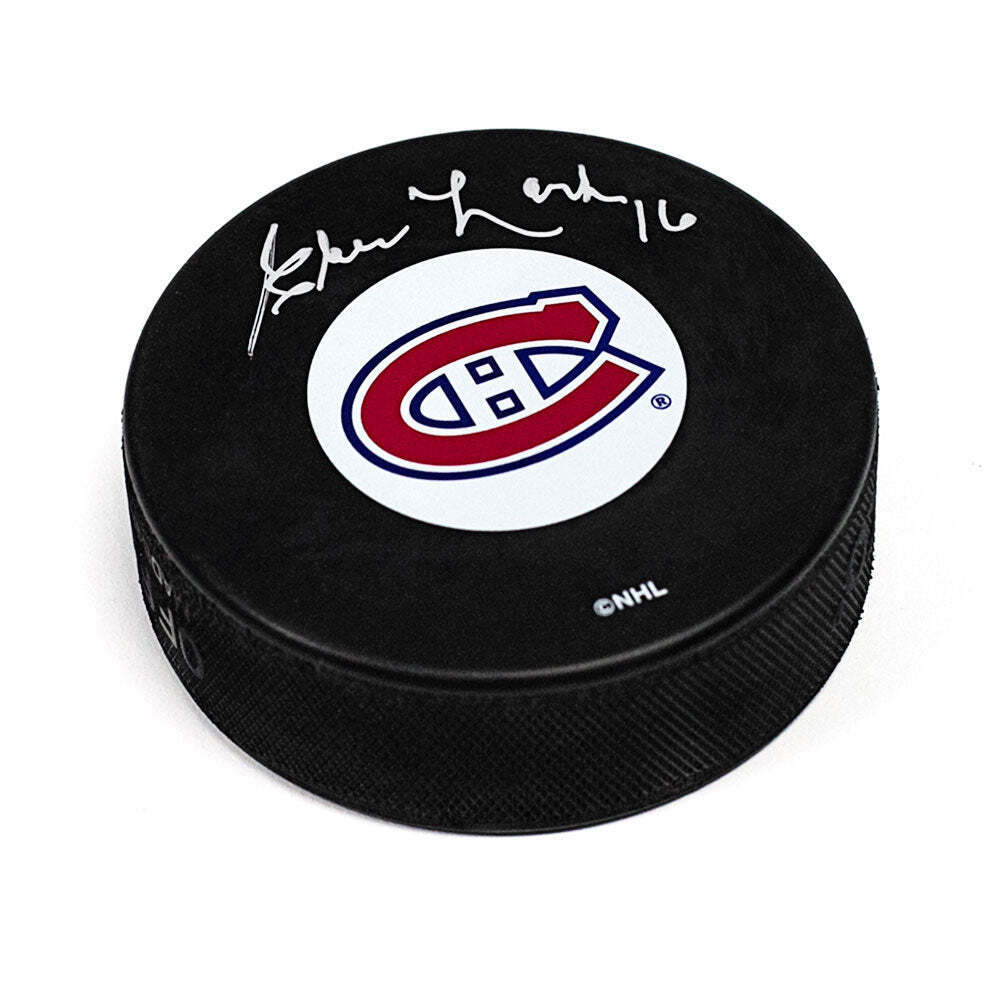 Elmer Lach Montreal Canadiens Signed Hockey Puck with HOF Note Image 1