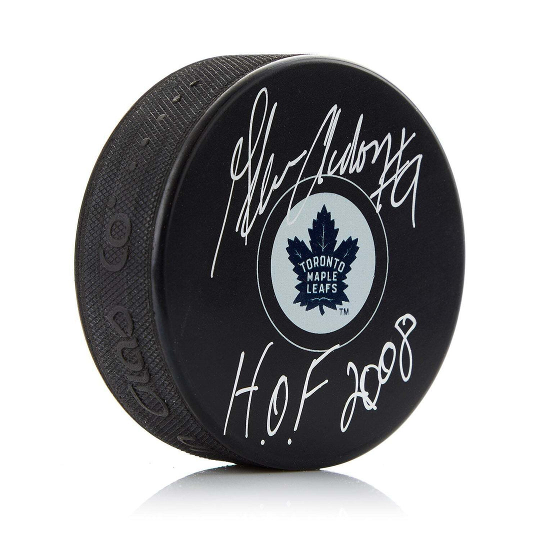 Glenn Anderson Toronto Maple Leafs Signed Hockey Puck with HOF Note Image 1