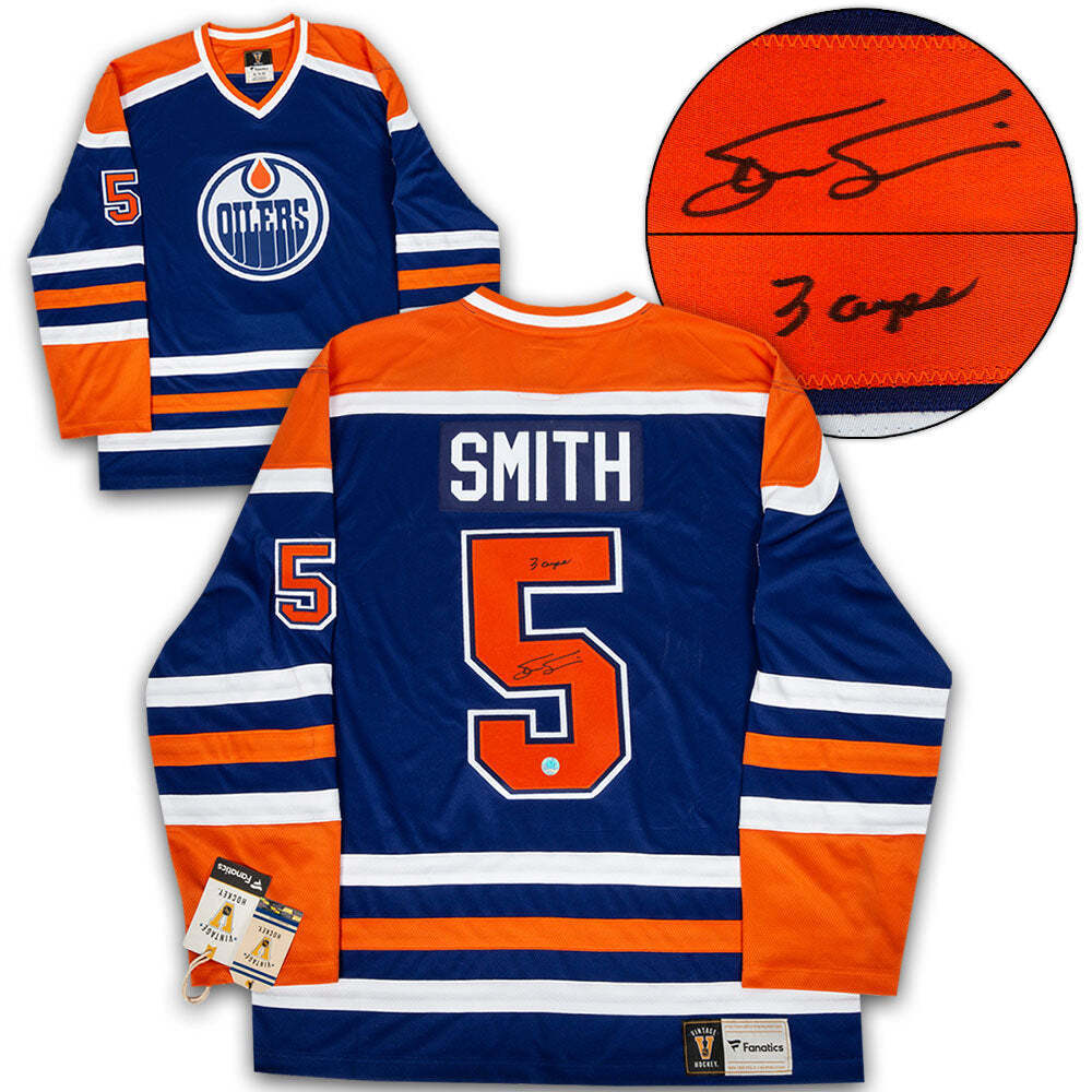 Steve Smith Edmonton Oilers Signed Retro Fanatics Jersey Image 1