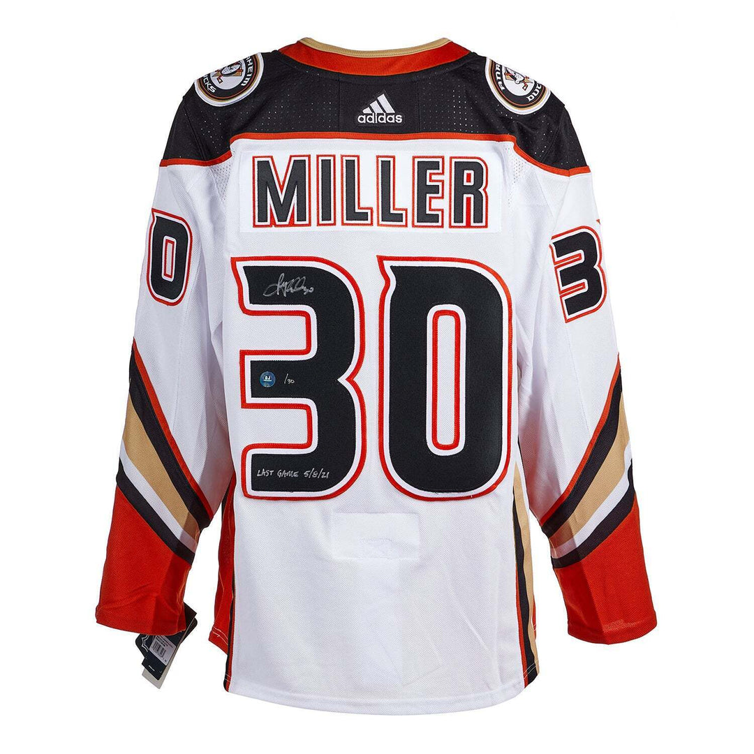 Ryan Miller Anaheim Ducks Signed & Dated Last Game Adidas Jersey #/30 Image 1