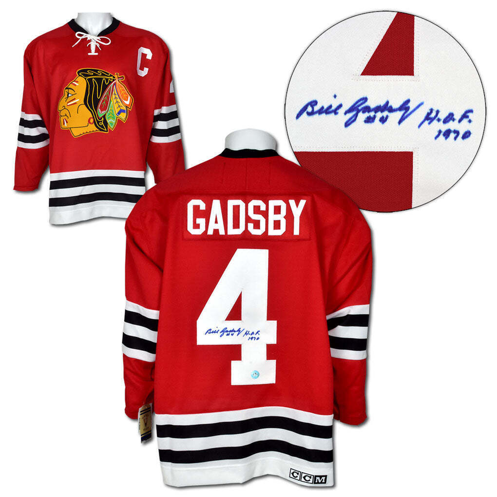 Bill Gadsby Chicago Blackhawks Autographed Vintage CCM Jersey Image 1