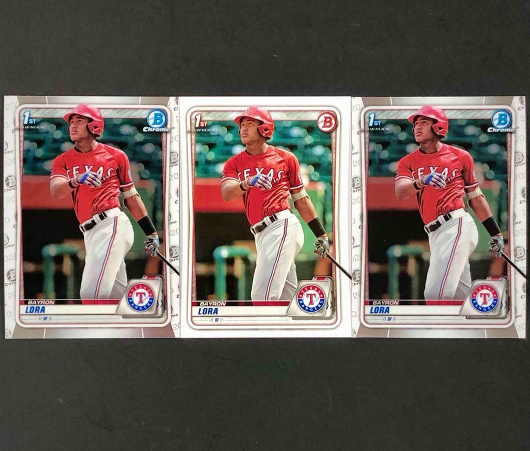 2020 Bowman Chrome Prospects BCP-52 BP-52 Bayron Lora 3-card RC Rookie Lot Image 1