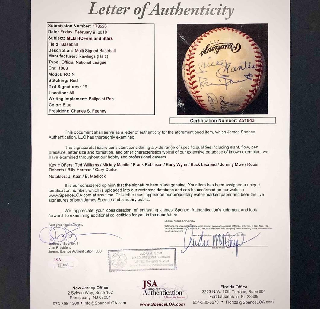 Ted Williams, Mickey Mantle, Frank Robinson HOF signed Baseball JSA CO –  CollectibleXchange