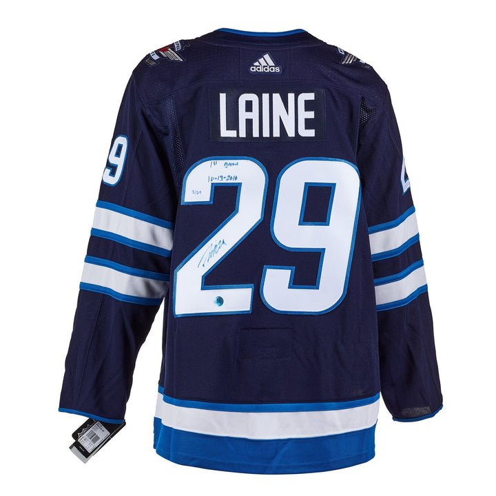 Patrik Laine Winnipeg Jets Signed & Dated 1st Game Adidas Jersey #/29 Image 1