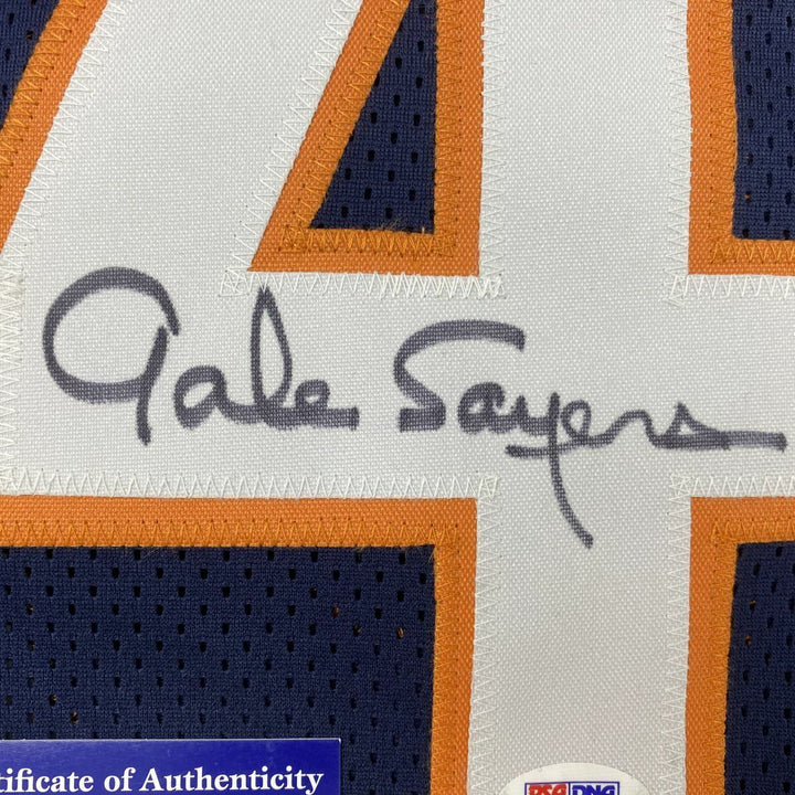 Autographed/Signed GALE SAYERS Chicago Blue Football Jersey PSA/DNA COA Auto Image 3