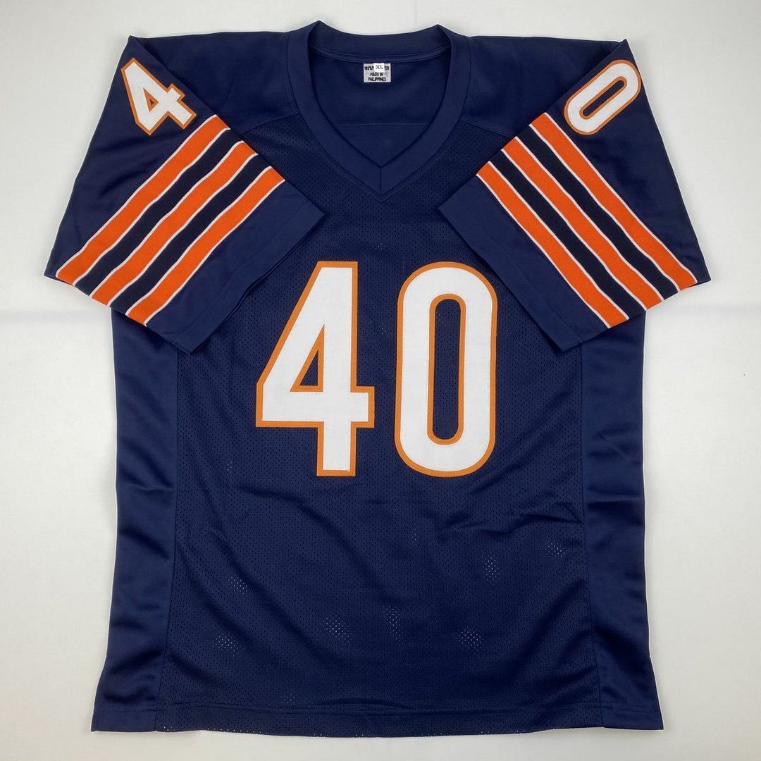 Autographed/Signed GALE SAYERS Chicago Blue Football Jersey PSA/DNA COA Auto Image 4
