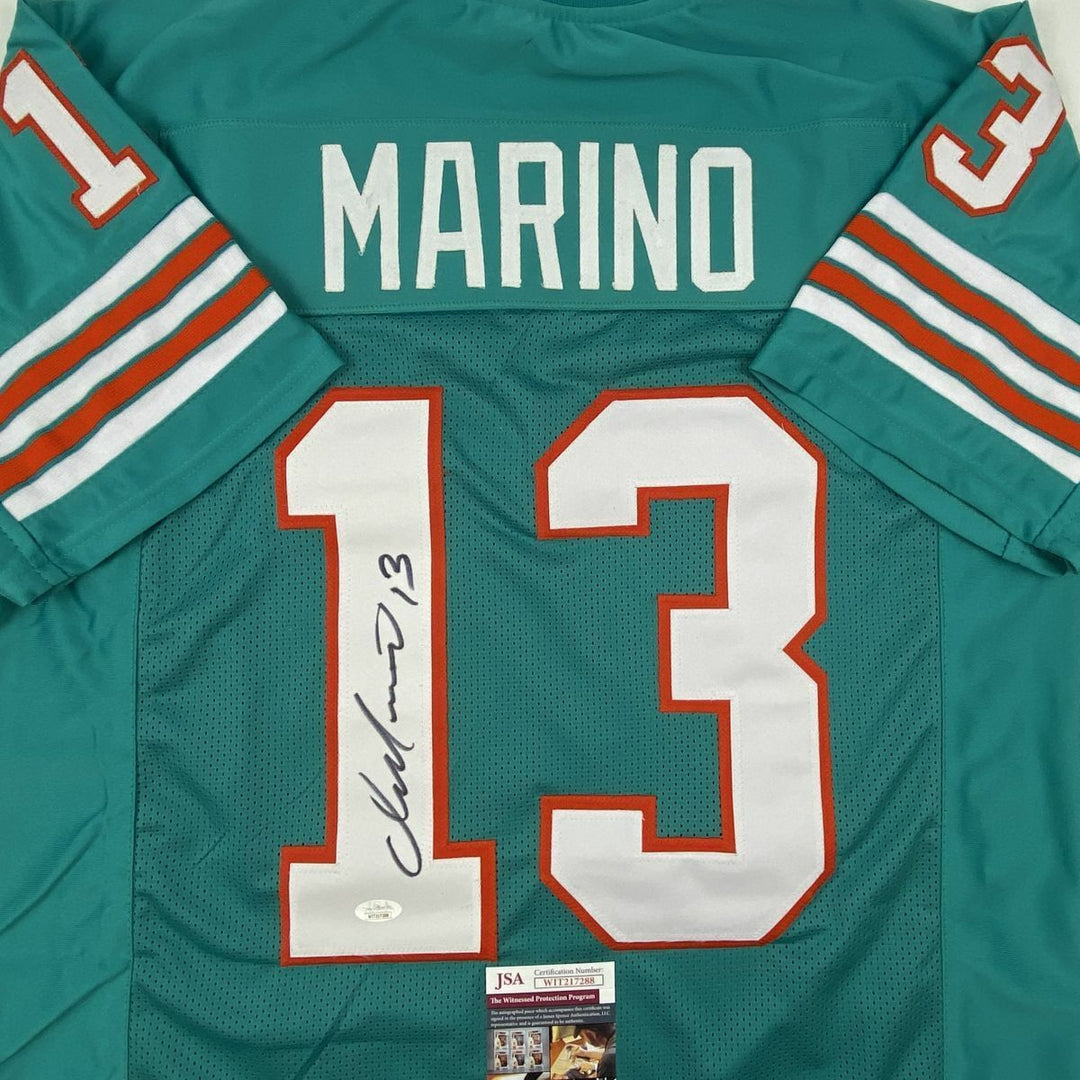 Autographed/Signed DAN MARINO Miami Teal Football Jersey JSA COA Auto Image 2