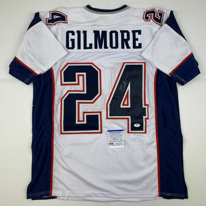 Autographed/Signed STEPHON GILMORE New England White Football Jersey PSA/DNA COA Image 1