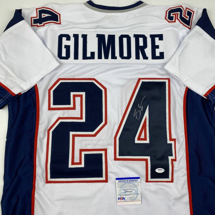 Autographed/Signed STEPHON GILMORE New England White Football Jersey PSA/DNA COA Image 2
