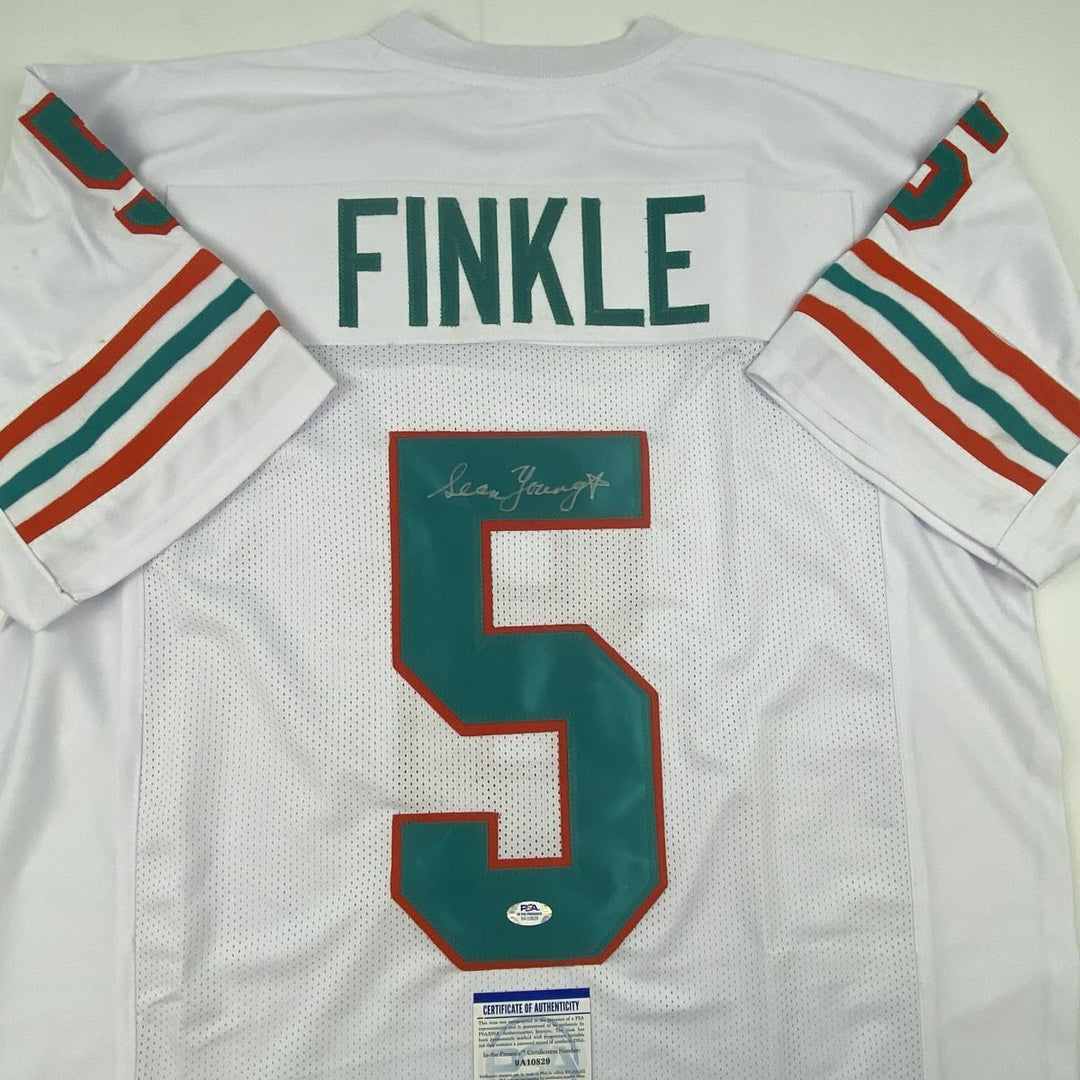 Autographed/Signed SEAN YOUNG Ray Finkle Ace Ventura Miami White Jersey PSA COA Image 2