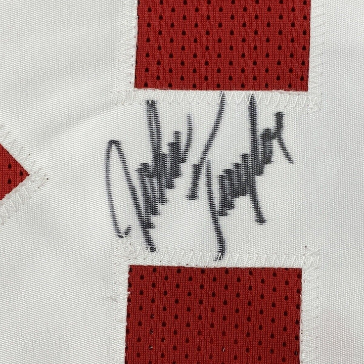 Autographed/Signed JOHN TAYLOR San Francisco Red Football Jersey JSA COA Auto Image 3