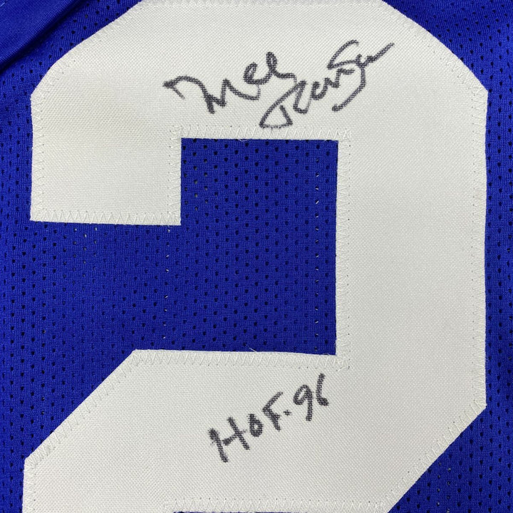 Autographed/Signed MEL RENFRO HOF 96 Dallas Blue Football Jersey JSA COA Auto Image 3