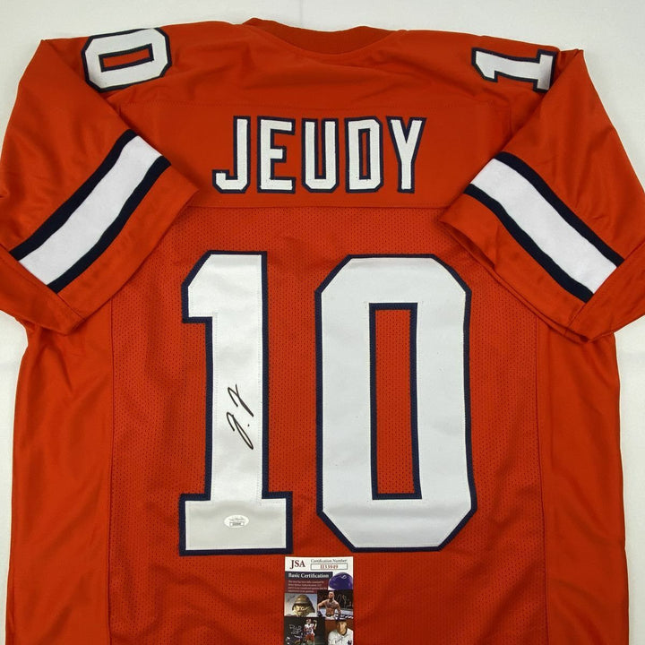 Autographed/Signed JERRY JEUDY Denver Retro Orange Football Jersey JSA COA Auto Image 2