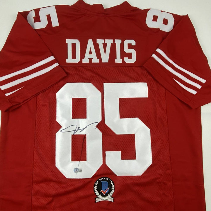 Autographed/Signed VERNON DAVIS San Francisco Red Football Jersey Beckett COA Image 2