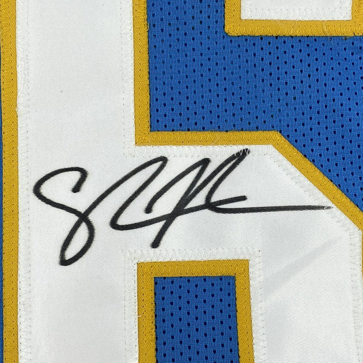 Autographed/Signed SHAWNE MERRIMAN San Diego Powder Blue Football Jersey BAS COA Image 3