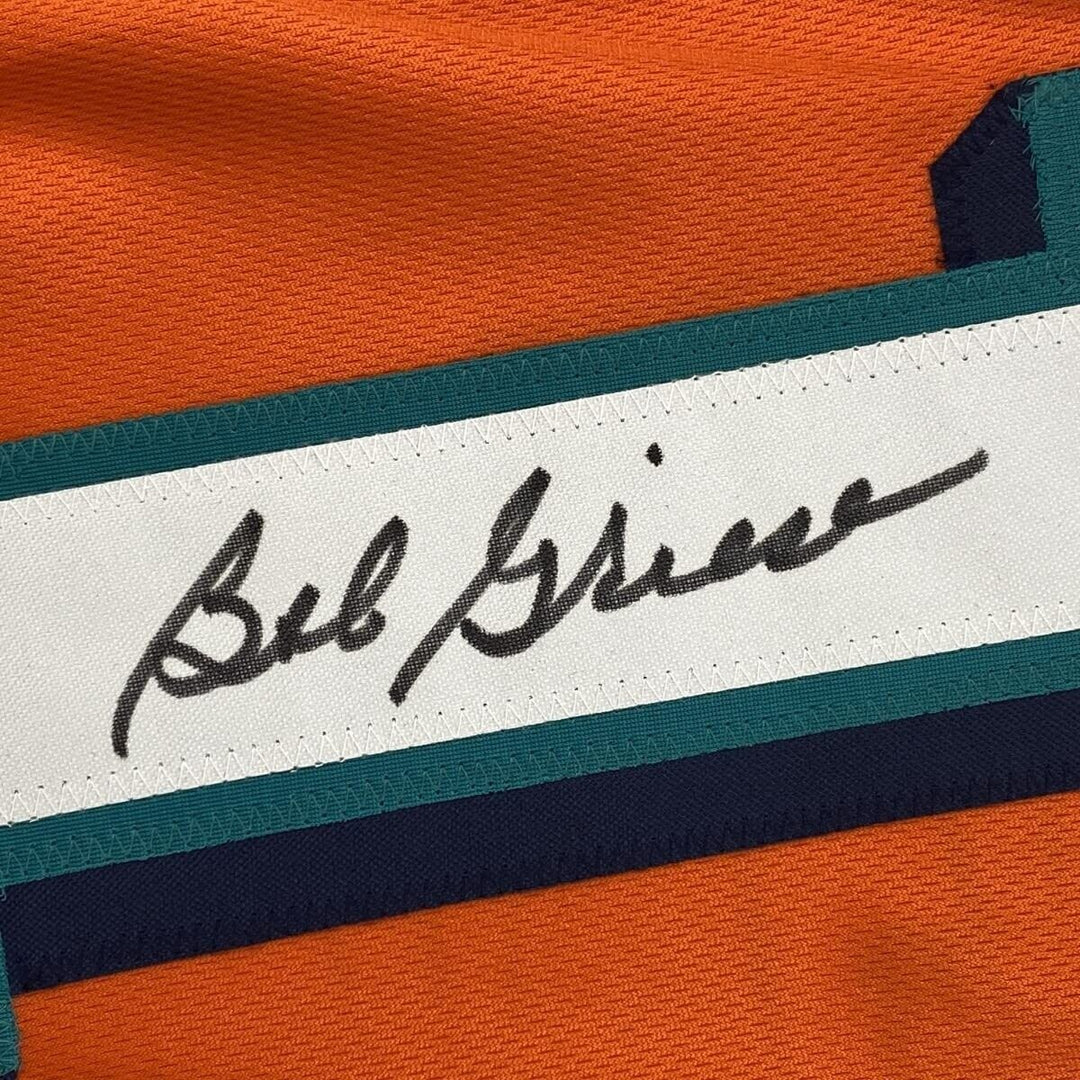 FRAMED Autographed/Signed BOB GRIESE 33x42 Miami Orange Football Jersey JSA COA Image 2