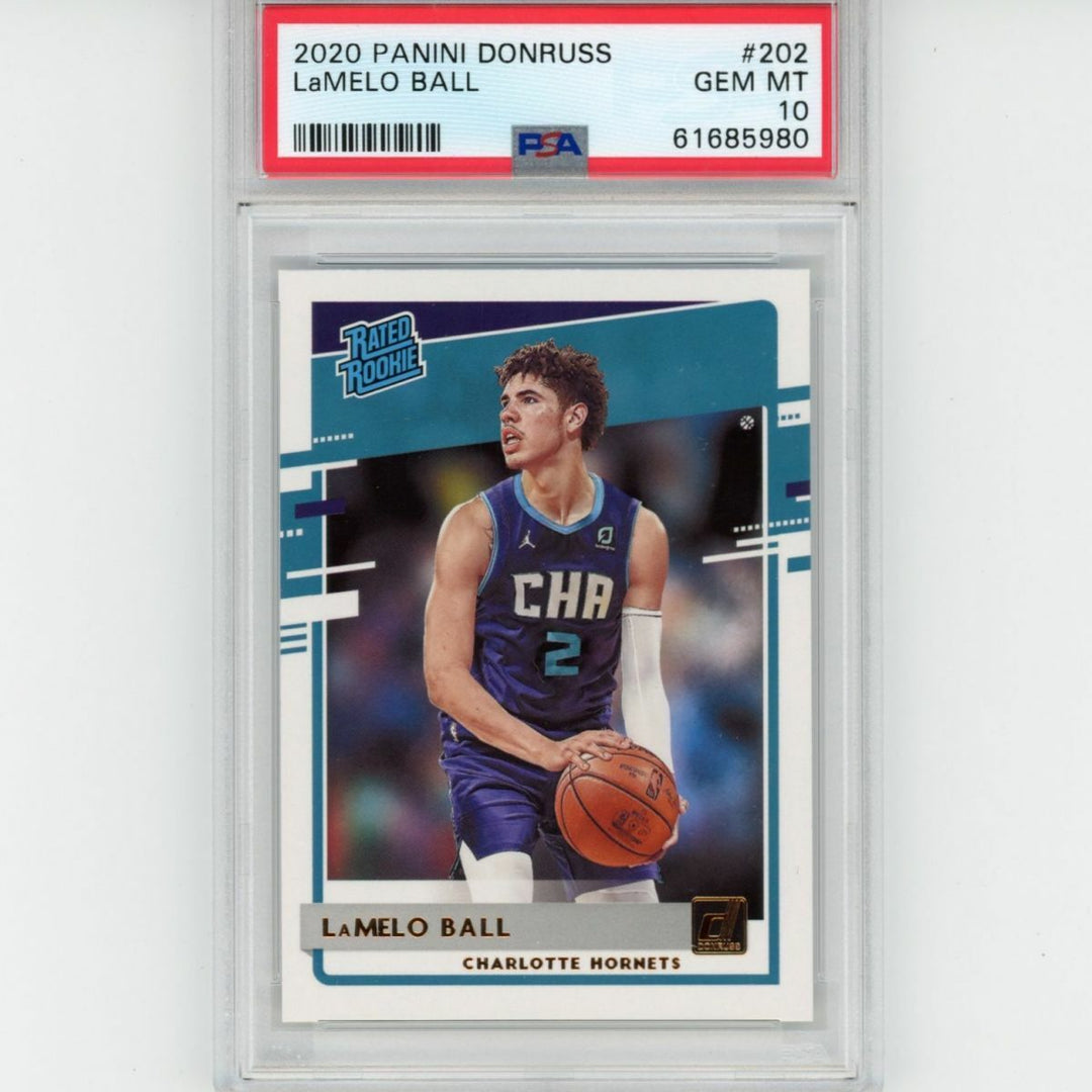 Graded 2020-21 Panini Donruss LAMELO BALL #202 Rated Rookie RC Card PSA 10 Mint Image 1